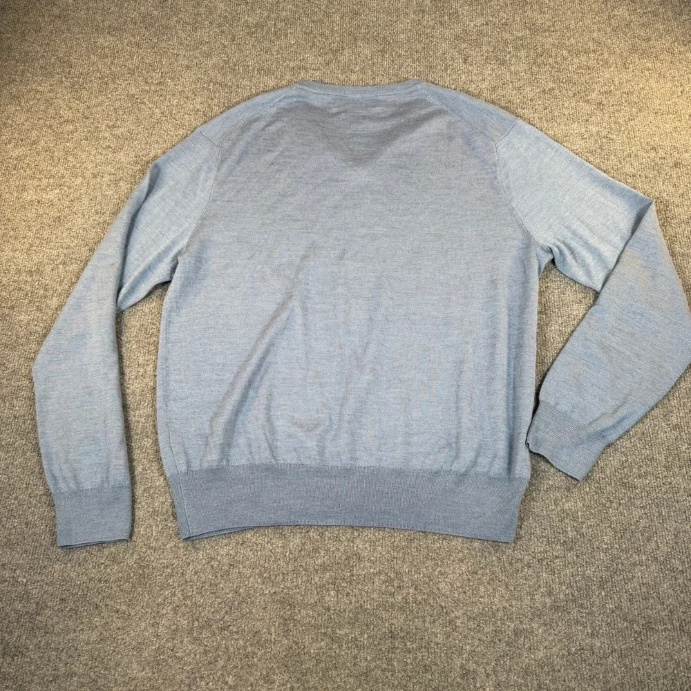 Polo Ralph Lauren Mens XL Blue Merino Wool Silk Cashmere V-Neck Sweater #3098